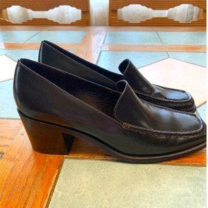 Ann Taylor Women's Brown Leather Block Heel Loafer Pump Size 8M